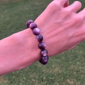 Purple mica lepidolite crystal bracelet